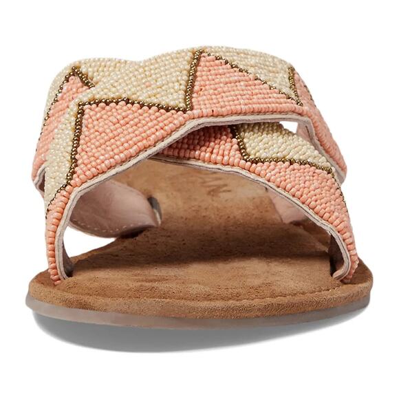 NEW Roan Bed Stu Beaded Slip On Sandals Beige Leather Lining Hand Made Size 8 - Picture 3 of 8